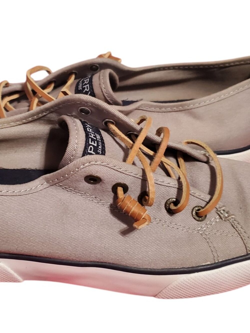 Sperry Womens Canvas Sneakers With Leather Laces gray Size 8.5M - Picture 6 of 12